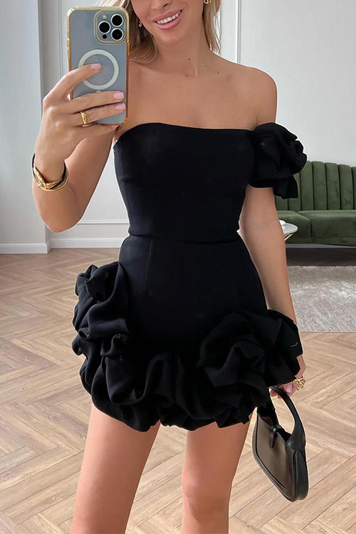 Karladress One Shoulder Flounced Bottom Mini Bodycon Dress