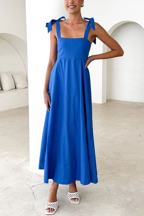 Karladress Bow Shoulder Empire Waist Swing Maxi Cami Dress