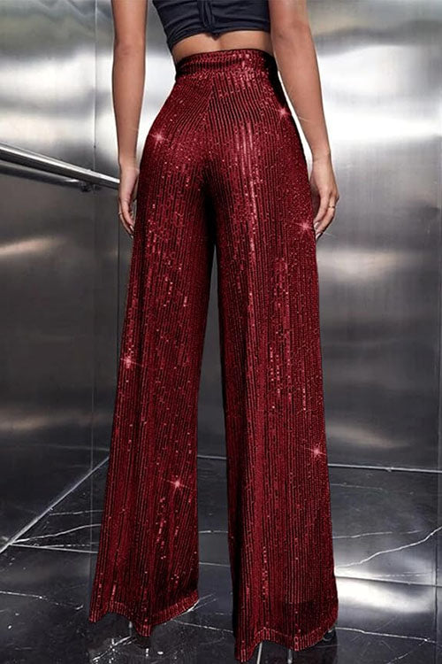 Karladress Sparkly Elastic Waist Wide Leg Sequin Pants