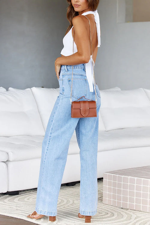 Karladress Distressed Wide Leg Boyfriend Denim Pants