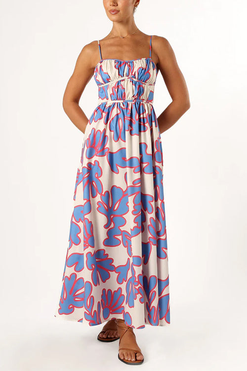 Karladress Spaghetti Strap High Waist Printed Maxi Holiday Dress