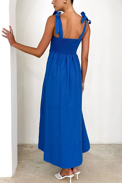 Karladress Bow Shoulder Empire Waist Swing Maxi Cami Dress