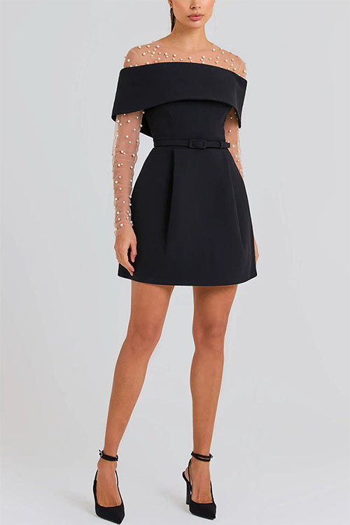 Karladress Off Shoulder Waisted A-line Mini Dress