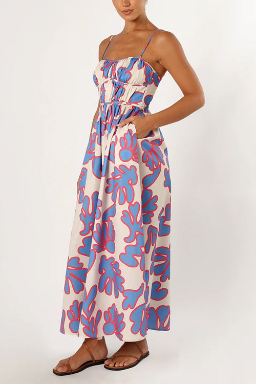 Karladress Spaghetti Strap High Waist Printed Maxi Holiday Dress