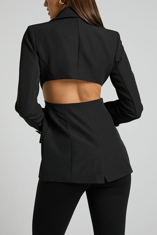 Karladress Lapel Button Down Back Cut Out Blazer