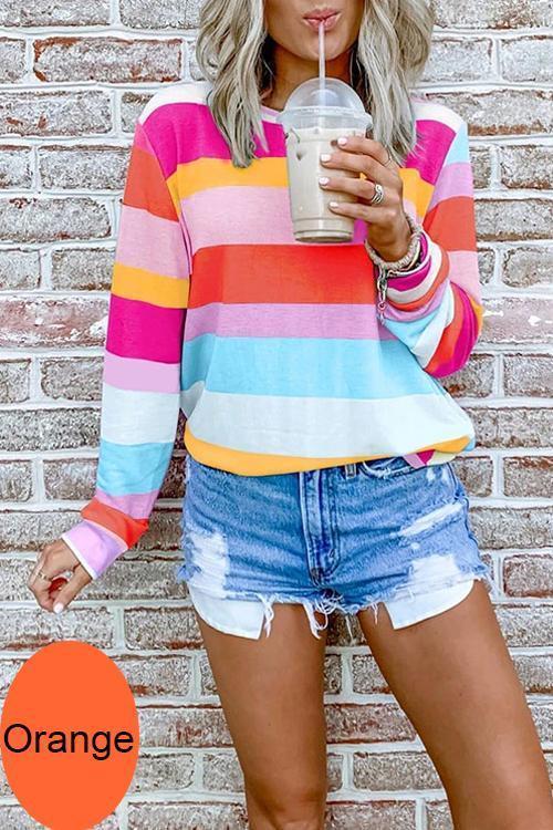 Karladress Long Sleeve Candy Striped Pullover Top