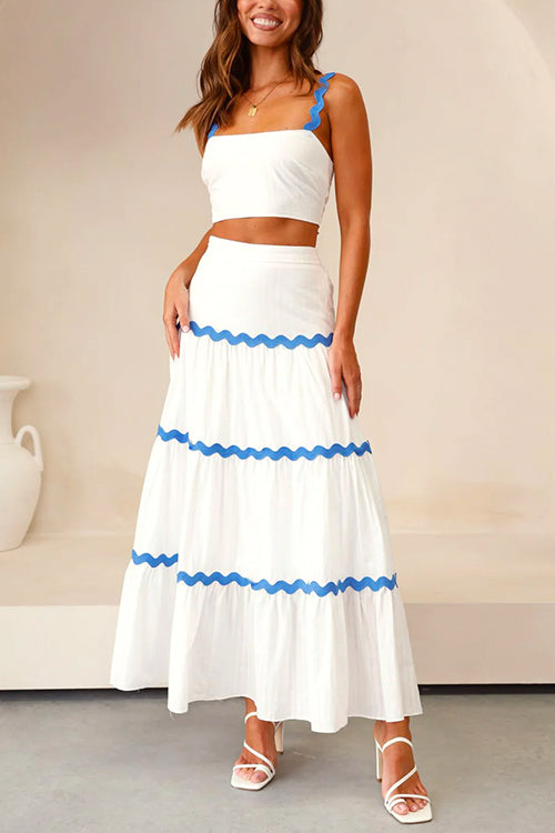 Karladress Ric Rac Crop Cami Top and Tiered Maxi Swing Skirt Set