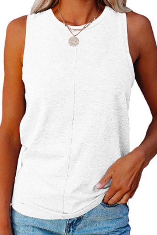 Karladress Solid Crewneck Sleeveless Casual Top