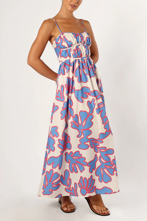 Karladress Spaghetti Strap High Waist Printed Maxi Holiday Dress