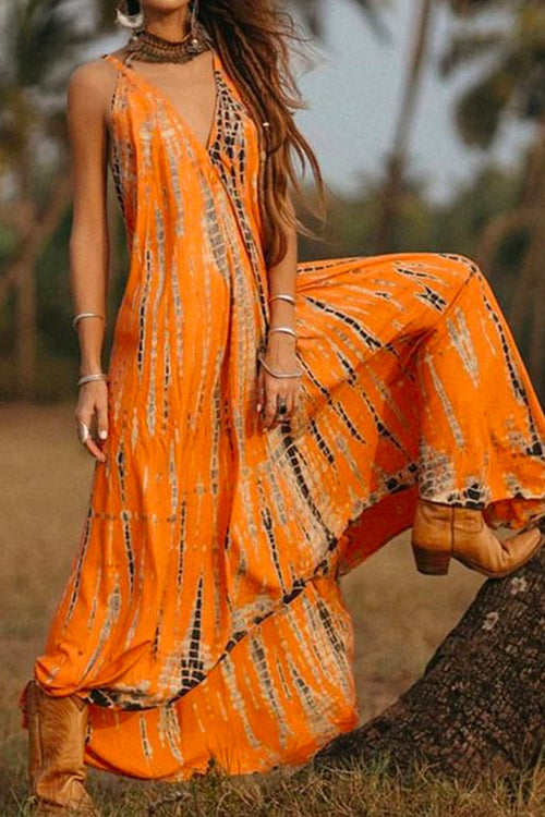 Karladress Bohemia V Neck Printed Maxi Cami Dress