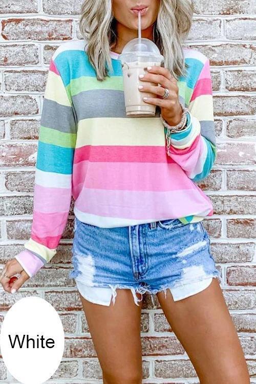 Karladress Long Sleeve Candy Striped Pullover Top