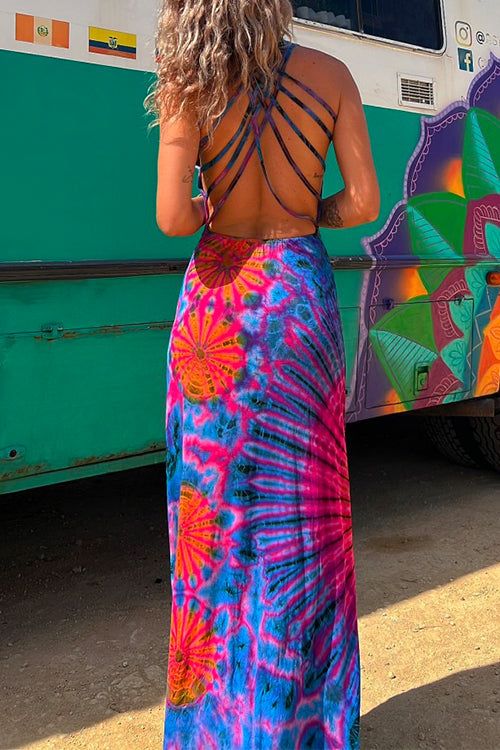 Karladress Strappy Backless Tie Dye Maxi Dress