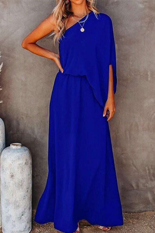 Karladress One Shoulder Waisted Slit Maxi Dress