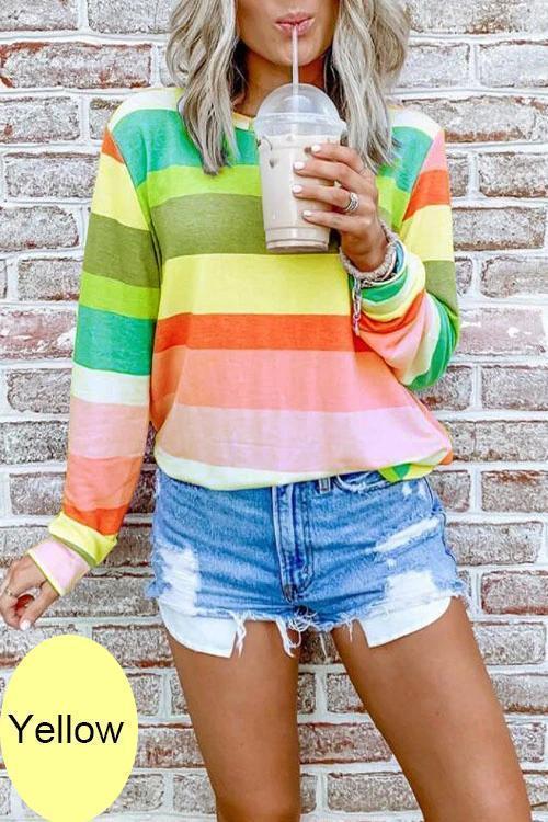 Karladress Long Sleeve Candy Striped Pullover Top