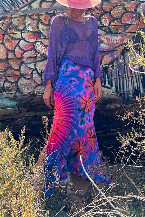 Karladress High Waist Side Split Tie Dye Maxi Skirt