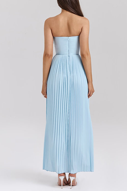 Karladress Strapless V Neck Pleated Corset Maxi Party Dress