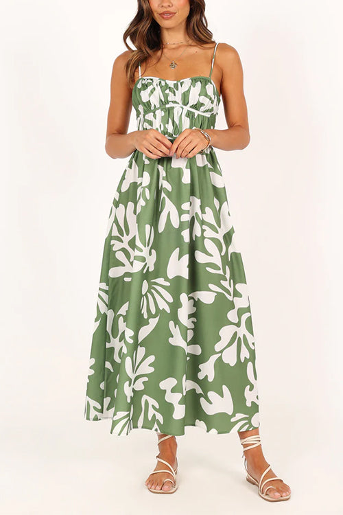 Karladress Spaghetti Strap High Waist Printed Maxi Holiday Dress