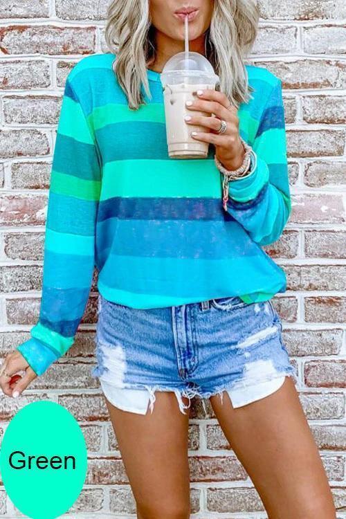 Karladress Long Sleeve Candy Striped Pullover Top