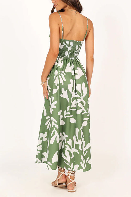 Karladress Spaghetti Strap High Waist Printed Maxi Holiday Dress