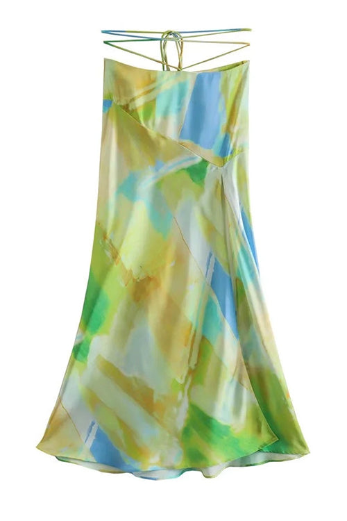 Karladress Tie Waist High Slit Tie Dye Maxi Skirt