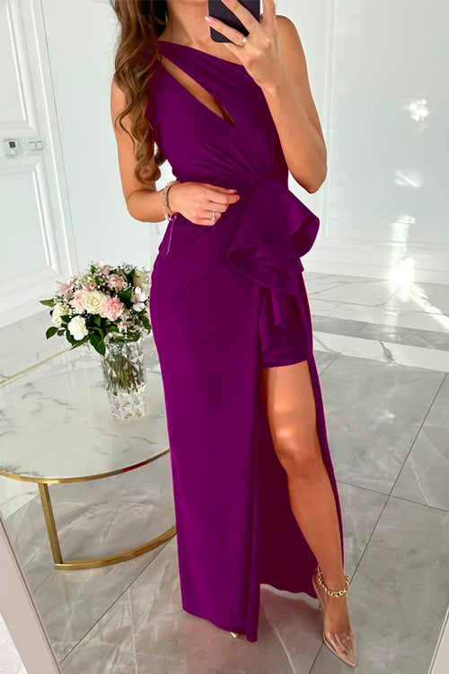 Karladress One Shoulder Cut Out Draped Front Maxi Party Dress