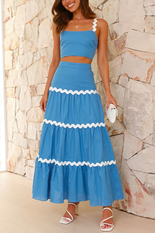 Karladress Ric Rac Crop Cami Top and Tiered Maxi Swing Skirt Set