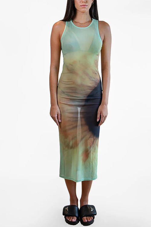 Karladress Sleeveless Gradient Tie Dye Bodycon Midi Dress