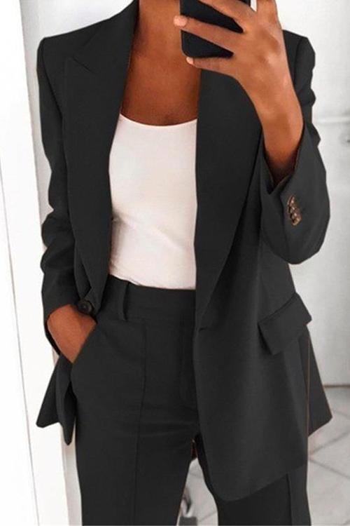 Karladress One Button Solid Office Blazer Jacket