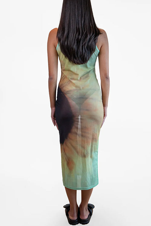 Karladress Sleeveless Gradient Tie Dye Bodycon Midi Dress