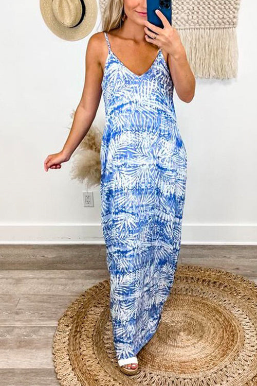 Karladress U Neck Tie Dye Maxi Cami Beach Dress