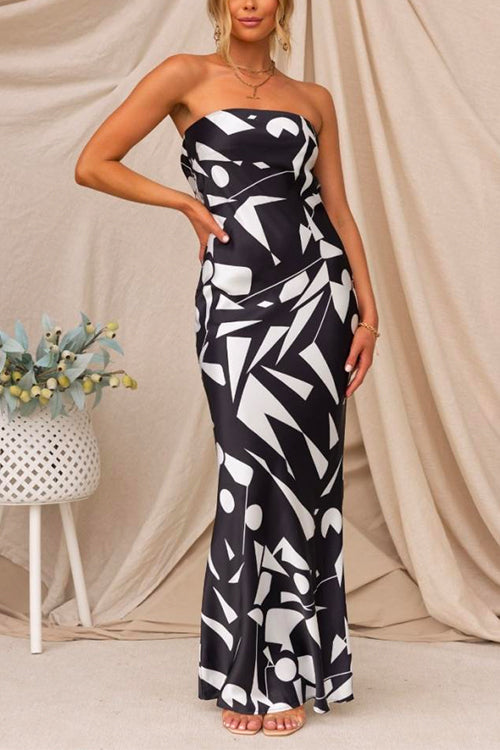 Karladress Geometric Printed Tube Top Maxi Party Dress