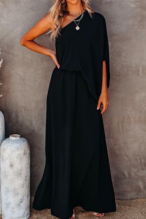 Karladress One Shoulder Waisted Slit Maxi Dress