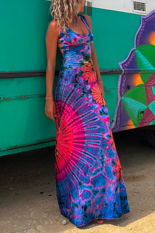 Karladress Strappy Backless Tie Dye Maxi Dress