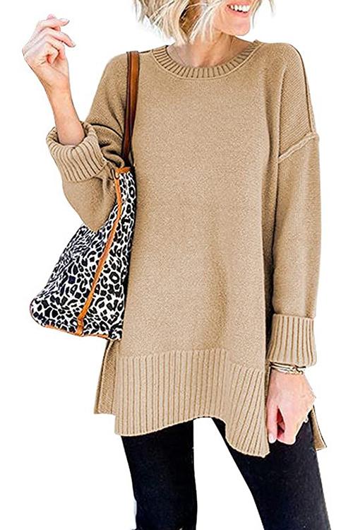 Karladress Drop Shoulder Side Split Loose Sweater