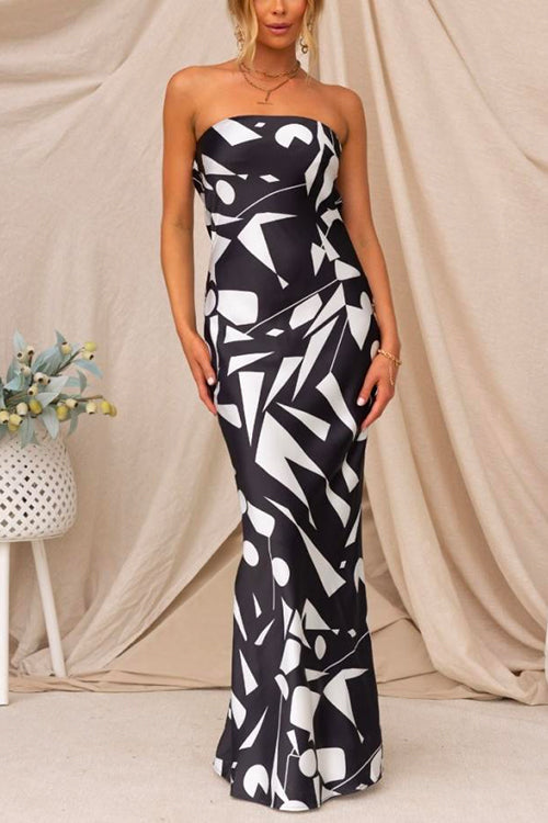 Karladress Geometric Printed Tube Top Maxi Party Dress