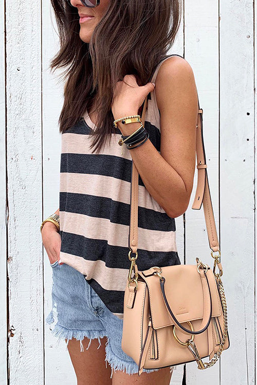 Karladress V Neck Striped Tank Top