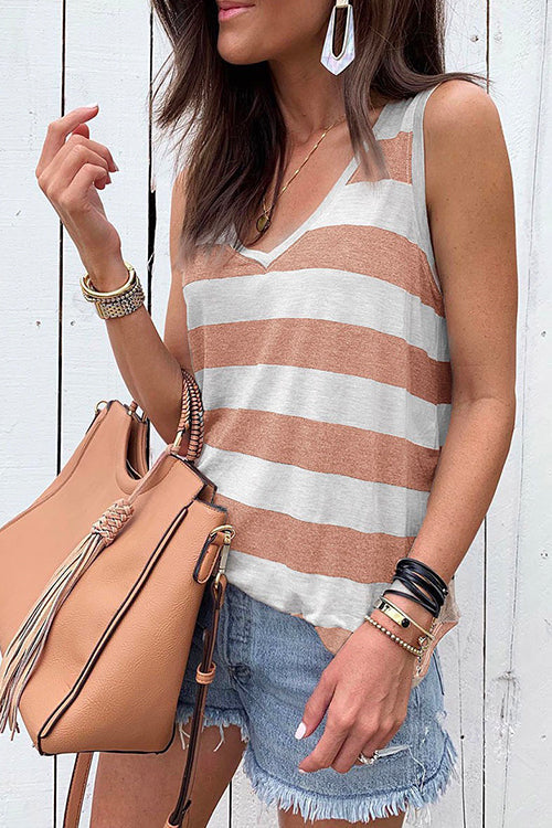 Karladress V Neck Striped Tank Top