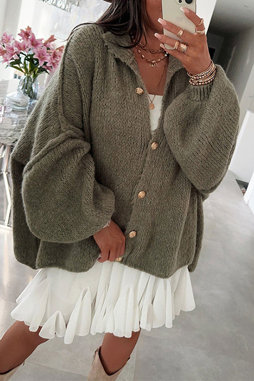 Karladress Drop Shoulder Button Up Slouchy Sweater Cardigan