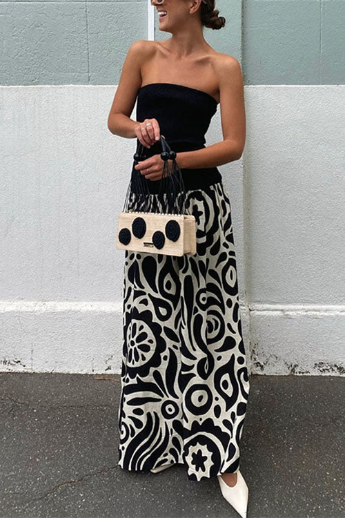 Karladress Strapless Tube Color Block Swing Maxi Dress