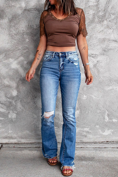 Karladress Distressed Bell Bottoms Ripped Jeans