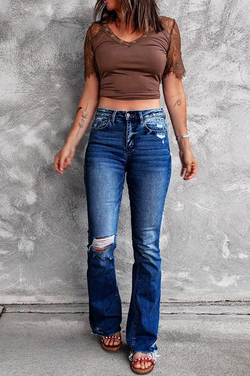 Karladress Distressed Bell Bottoms Ripped Jeans