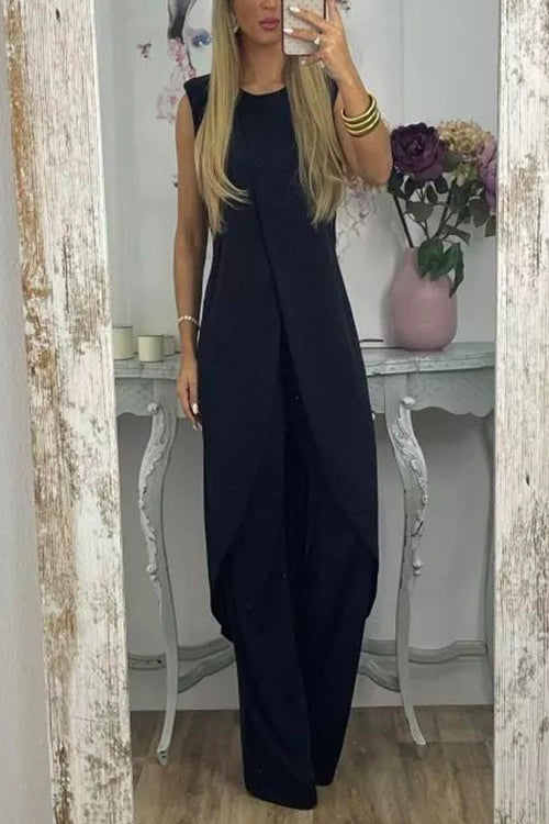 Karladress Chic Tulip Hem Sleeveless Long Top Wide Leg Pants Set