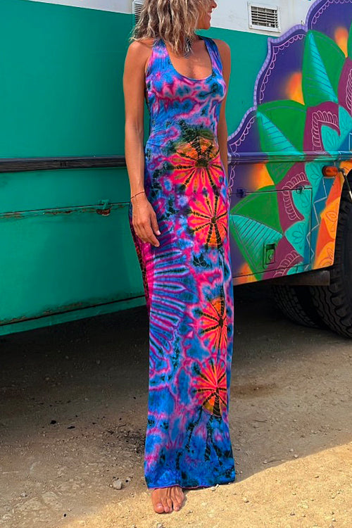 Karladress Strappy Backless Tie Dye Maxi Dress