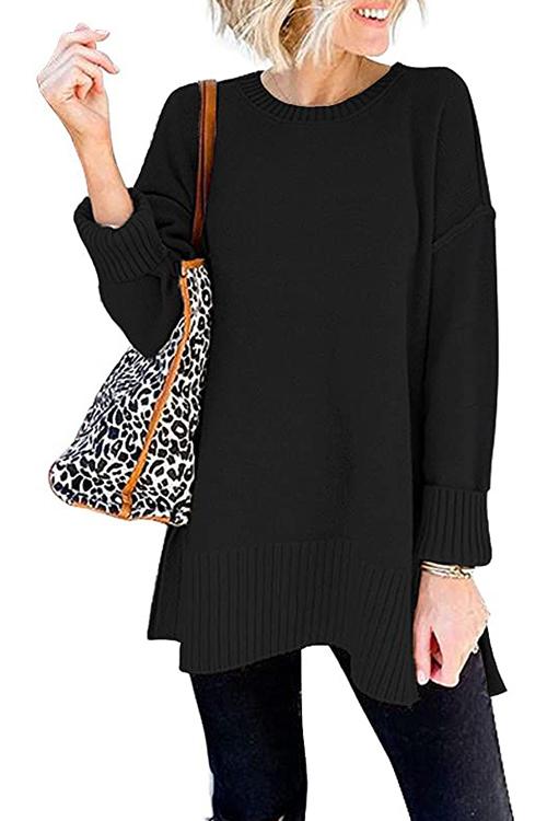 Karladress Drop Shoulder Side Split Loose Sweater