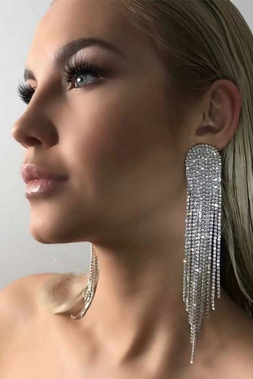 Karladress Sparkly Luxury Rhinestone Dangle Tassel Earrings