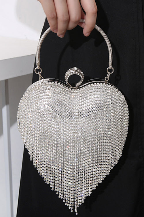 Karladress Luxury Heart Shape Rhinestones Tassel Evening Handbag