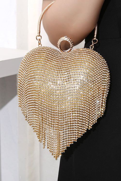 Karladress Luxury Heart Shape Rhinestones Tassel Evening Handbag