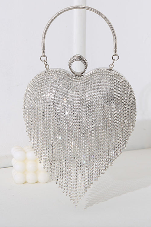 Karladress Luxury Heart Shape Rhinestones Tassel Evening Handbag