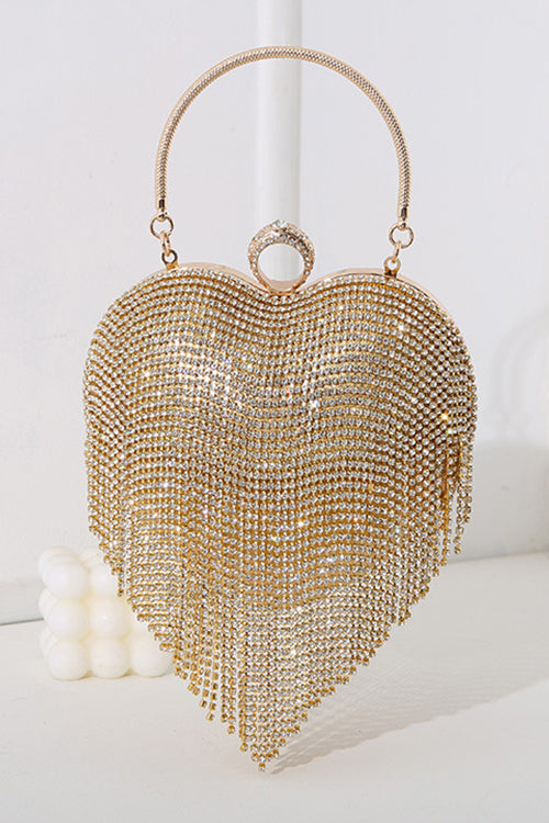 Karladress Luxury Heart Shape Rhinestones Tassel Evening Handbag