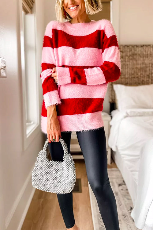 Karladress Round Neck Striped Cute Pullover Sweater